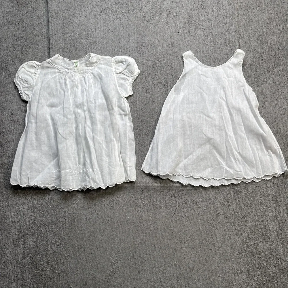 Feltman Brothers Hand Embroidered White Infant Dress Set 2 Piece‎ Heirloom Baby